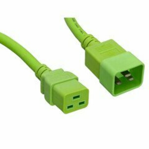 Swe-Tech 3C Heavy Duty Server Power Extension Cord, Green, C20 to C19, 12AWG/3C, 20 Amp, 3 foot FWT10W3-41203GN